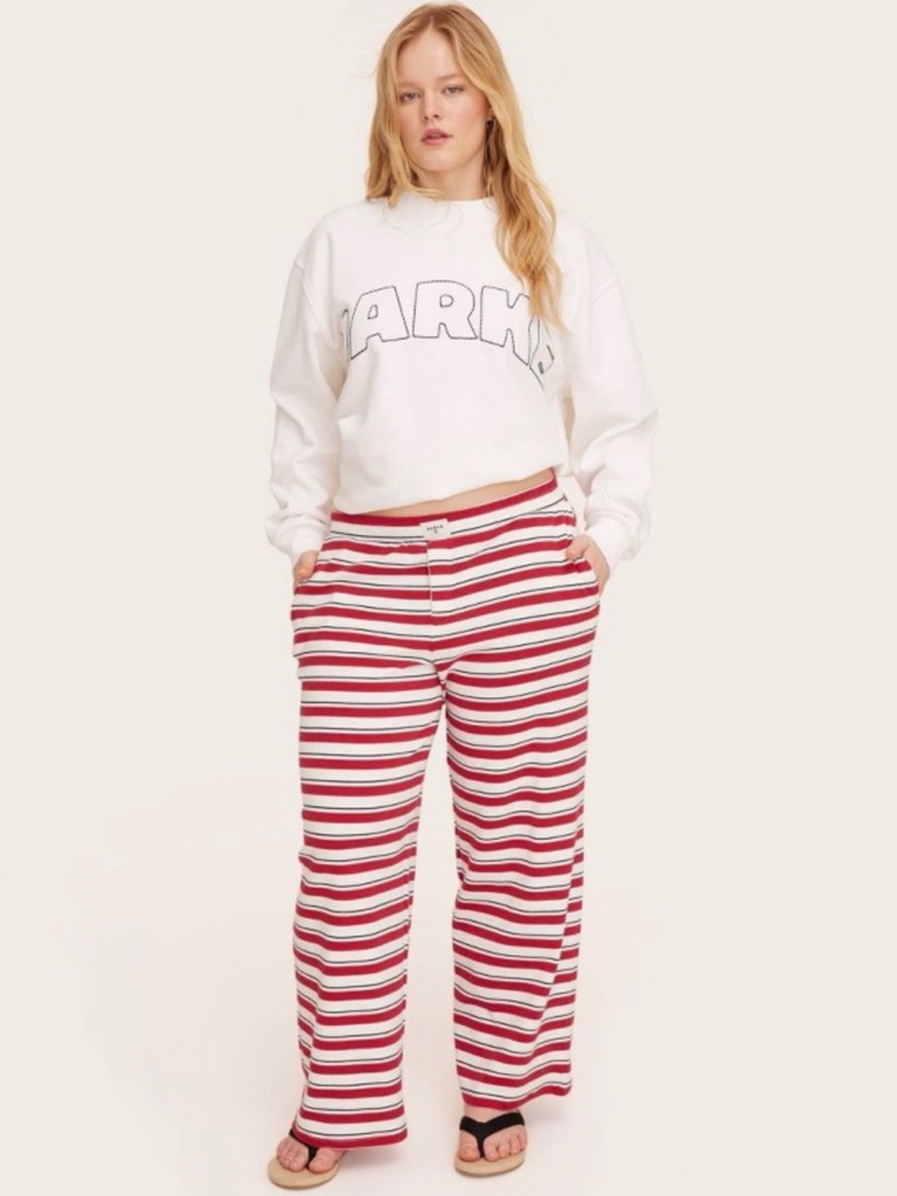 Parke Wide Leg Striped Knit Pants - Red & Navy